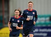 8 August 2021; Chris Forrester of St Patrick's Athletic celebrates after scoring his side's third goal, a penalty, during the SSE Airtricity League Premier Division match between Dundalk and St Patrick's Athletic at Oriel Park in Dundalk, Louth. Photo by Seb Daly/Sportsfile