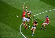 8 August 2021; TJ Reid of Kilkenny in action against Niall O'Leary of Cork during the GAA Hurling All-Ireland Senior Championship semi-final match between Kilkenny and Cork at Croke Park in Dublin. Photo by Daire Brennan/Sportsfile