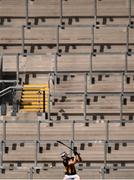 8 August 2021; TJ Reid of Kilkenny takes a free in front of an empty Hill 16 during the GAA Hurling All-Ireland Senior Championship semi-final match between Kilkenny and Cork at Croke Park in Dublin. Photo by David Fitzgerald/Sportsfile