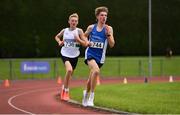 8 August 2021; Harry Colbert of Waterford AC, right, on his way to winning the Boy's U17 3000m during day three of the Irish Life Health National Juvenile Track & Field Championships at Tullamore Harriers Stadium in Tullamore, Offaly. Photo by Sam Barnes/Sportsfile