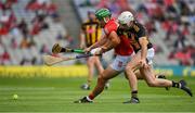8 August 2021; Robbie O'Flynn of Cork is tackled by Michael Carey of Kilkenny during the GAA Hurling All-Ireland Senior Championship semi-final match between Kilkenny and Cork at Croke Park in Dublin. Photo by Ray McManus/Sportsfile