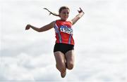 8 August 2021; Meabh O'Connor of Dundalk St Gerards AC, Louth, competing in the Girl's U15 Long Jump during day three of the Irish Life Health National Juvenile Track & Field Championships at Tullamore Harriers Stadium in Tullamore, Offaly. Photo by Sam Barnes/Sportsfile