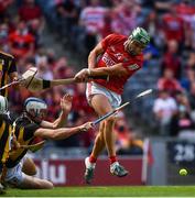 8 August 2021; Alan Cadogan of Cork has a shot at goal charged down by Huw Lawlor of Kilkenny during the GAA Hurling All-Ireland Senior Championship semi-final match between Kilkenny and Cork at Croke Park in Dublin. Photo by David Fitzgerald/Sportsfile