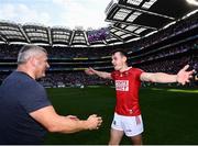 8 August 2021; Mark Coleman of Cork celebrates with selector Diarmuid O'Sullivan following the GAA Hurling All-Ireland Senior Championship semi-final match between Kilkenny and Cork at Croke Park in Dublin. Photo by David Fitzgerald/Sportsfile