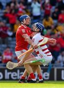 8 August 2021; Cork goalkeeper Patrick Collins and Seán O'Donoghue celebrate at the final whistle of the GAA Hurling All-Ireland Senior Championship semi-final match between Kilkenny and Cork at Croke Park in Dublin. Photo by Ray McManus/Sportsfile