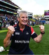 8 August 2021; Cork manager Kieran Kingston celebrates after the GAA Hurling All-Ireland Senior Championship semi-final match between Kilkenny and Cork at Croke Park in Dublin. Photo by Harry Murphy/Sportsfile