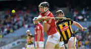 8 August 2021; Declan Dalton of Cork clears under pressure from James Bergin of Kilkenny the GAA Hurling All-Ireland Senior Championship semi-final match between Kilkenny and Cork at Croke Park in Dublin. Photo by Ray McManus/Sportsfile