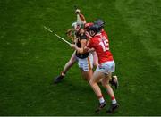 8 August 2021; Paddy Deegan of Kilkenny in action against Jack O'Connor, left, and Luke Meade of Cork during the GAA Hurling All-Ireland Senior Championship semi-final match between Kilkenny and Cork at Croke Park in Dublin. Photo by Daire Brennan/Sportsfile
