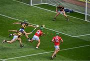 8 August 2021; Alan Cadogan of Cork takes a shot that was saved by Kilkenny goalkeeper Eoin Murphy during the GAA Hurling All-Ireland Senior Championship semi-final match between Kilkenny and Cork at Croke Park in Dublin. Photo by Daire Brennan/Sportsfile