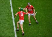 8 August 2021; Séamus Harnedy, left, and Jack O'Connor of Cork celebrate an extra-time point during the GAA Hurling All-Ireland Senior Championship semi-final match between Kilkenny and Cork at Croke Park in Dublin. Photo by Daire Brennan/Sportsfile