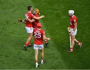 8 August 2021; Cork players, from left, Shane Kingston, Niall O'Leary, Alan Connolly, and Patrick Horgan celebrate after the GAA Hurling All-Ireland Senior Championship semi-final match between Kilkenny and Cork at Croke Park in Dublin. Photo by Daire Brennan/Sportsfile