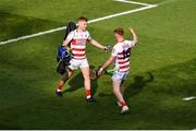 8 August 2021; Cork goalkeeper Patrick Collins, left, celebrates with his brother Ger Collins after the GAA Hurling All-Ireland Senior Championship semi-final match between Kilkenny and Cork at Croke Park in Dublin. Photo by Daire Brennan/Sportsfile