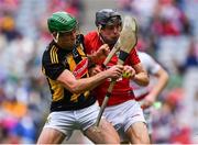 8 August 2021; Robert Downey of Cork is tackled by Eoin Cody of Kilkenny during the GAA Hurling All-Ireland Senior Championship semi-final match between Kilkenny and Cork at Croke Park in Dublin. Photo by Piaras Ó Mídheach/Sportsfile