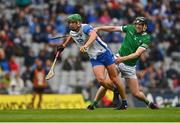 7 August 2021; Michael Kiely of Waterford in action against Declan Hannon of Limerick during the GAA Hurling All-Ireland Senior Championship semi-final match between Limerick and Waterford at Croke Park in Dublin. Photo by Eóin Noonan/Sportsfile