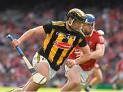 8 August 2021; James Bergin of Kilkenny is tackled by Seán O'Donoghue of Cork during the GAA Hurling All-Ireland Senior Championship semi-final match between Kilkenny and Cork at Croke Park in Dublin. Photo by Ray McManus/Sportsfile