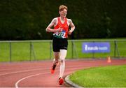 8 August 2021; Padraig Corduff of Westport AC, Mayo, competing in the Boy's U16 3000m during day three of the Irish Life Health National Juvenile Track & Field Championships at Tullamore Harriers Stadium in Tullamore, Offaly. Photo by Sam Barnes/Sportsfile