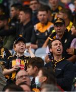 8 August 2021; Former Kilkenny captain Brian Hogan watches on with his son Jack during the GAA Hurling All-Ireland Senior Championship semi-final match between Kilkenny and Cork at Croke Park in Dublin. Photo by Harry Murphy/Sportsfile