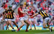 8 August 2021; Robert Downey of Cork in action against Eoin Cody, left, and TJ Reid of Kilkenny during the GAA Hurling All-Ireland Senior Championship semi-final match between Kilkenny and Cork at Croke Park in Dublin. Photo by Piaras Ó Mídheach/Sportsfile