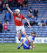 9 August 2021; Eoin O'Leary of Cork celebrates scoring his side's first goal Waterford goalkeeper Cian Troy looks on during the Electric Ireland Munster Minor Hurling Championship Final match between Cork and Waterford at Semple Stadium in Thurles, Tipperary. Photo by Piaras Ó Mídheach/Sportsfile