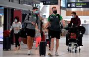 10 August 2021; Sean Gannon, left, and Sean Hoare of Shamrock Rovers at Dublin Airport prior to their side's departure to Albania for their UEFA Europa Conference League third qualifying round second leg match against Teuta. Photo by Seb Daly/Sportsfile
