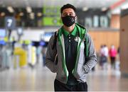 10 August 2021; Roberto Lopes of Shamrock Rovers at Dublin Airport prior to his side's departure to Albania for their UEFA Europa Conference League third qualifying round second leg match against Teuta. Photo by Seb Daly/Sportsfile