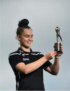 10 August 2021; Emma Duggan of Meath with her PwC GPA Player of the Month award in football for July at her home club St Peter's GAA in Dunboyne, Meath. Photo by David Fitzgerald/Sportsfile