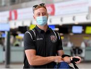 10 August 2021; Bohemians goalkeeper James Talbot at Dublin Airport prior to his side's departure to Greece for their UEFA Europa Conference League third qualifying round second leg match against PAOK. Photo by Seb Daly/Sportsfile
