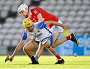 9 August 2021; Charlie Treen of Waterford in action against Eoin O'Leary of Cork during the Electric Ireland Munster Minor Hurling Championship Final match between Cork and Waterford at Semple Stadium in Thurles, Tipperary. Photo by Piaras Ó Mídheach/Sportsfile