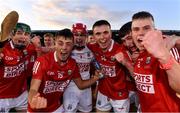 9 August 2021; Cork players, from left, Oran O'Regan,, William Buckley, Paudie O'Sullivan, Jack Leahy, Kyle Wallace and Darragh O'Sullivan celebrate after their side's victory in the Electric Ireland Munster Minor Hurling Championship Final match between Cork and Waterford at Semple Stadium in Thurles, Tipperary. Photo by Piaras Ó Mídheach/Sportsfile