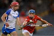 9 August 2021; Peter Cummins of Waterford in action against Darragh O'Sullivan of Cork during the Electric Ireland Munster Minor Hurling Championship Final match between Cork and Waterford at Semple Stadium in Thurles, Tipperary. Photo by Piaras Ó Mídheach/Sportsfile