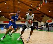 10 August 2021; Tevin Falzon of Malta in action against Ygor Biordi of San Marino during the FIBA Men’s European Championship for Small Countries day one match between Malta and San Marino at National Basketball Arena in Tallaght, Dublin. Photo by Eóin Noonan/Sportsfile