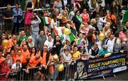 10 August 2021; The crowd awaits the arrival of Team Ireland women's lightweight gold medallist Kellie Harrington as she returns home to Portland Row in Dublin from the Tokyo 2020 Summer Olympic Games. Photo by David Fitzgerald/Sportsfile