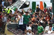 10 August 2021; An emotional Team Ireland women's lightweight gold medallist Kellie Harrington and Emmet Brennan pass through Portland Row in Dublin on their return from the Tokyo 2020 Summer Olympic Games. Photo by David Fitzgerald/Sportsfile