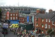 10 August 2021; The bus turns onto Portland Row in Dublin carrying Team Ireland women's lightweight gold medallist Kellie Harrington and Emmet Brennan on their return from the Tokyo 2020 Summer Olympic Games. Photo by David Fitzgerald/Sportsfile