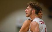 10 August 2021; Jack Zammit of Malta celebrates a basket with team-mate Ian Felice Pace during the FIBA Men’s European Championship for Small Countries day one match between Malta and San Marino at National Basketball Arena in Tallaght, Dublin. Photo by Eóin Noonan/Sportsfile