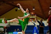 10 August 2021; John Carroll of Ireland scores a three pointer during the FIBA Men’s European Championship for Small Countries day one match between Andorra and Ireland at National Basketball Arena in Tallaght, Dublin. Photo by Eóin Noonan/Sportsfile