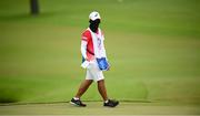 7 August 2021; Tomoaki Okushima, caddie to Mone Inami of Japan, on the 18th during round four of the women's individual stroke play at the Kasumigaseki Country Club during the 2020 Tokyo Summer Olympic Games in Kawagoe, Saitama, Japan. Photo by Stephen McCarthy/Sportsfile