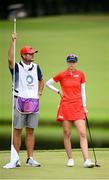 7 August 2021; Nelly Korda of United States and caddy Jason McDede on the 18th during round four of the women's individual stroke play at the Kasumigaseki Country Club during the 2020 Tokyo Summer Olympic Games in Kawagoe, Saitama, Japan. Photo by Stephen McCarthy/Sportsfile