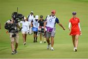 7 August 2021; Nelly Korda of United States and caddy Jason McDede on the 18th during round four of the women's individual stroke play at the Kasumigaseki Country Club during the 2020 Tokyo Summer Olympic Games in Kawagoe, Saitama, Japan. Photo by Stephen McCarthy/Sportsfile