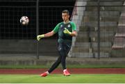 11 August 2021; Goalkeeper Leon Pohls during a Shamrock Rovers training session at Elbasan Arena in Elbasan, Albania. Photo by Florion Goga/Sportsfile