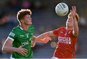 11 August 2021; Dan Twomey of Cork in action against Jack Somers of Limerick during the Electric Ireland Munster minor football championship final match between Cork and Limerick at Semple Stadium in Thurles, Tipperary.  Photo by Piaras Ó Mídheach/Sportsfile