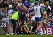 7 August 2021; Diarmaid Byrnes of Limerick receives medical attention for an injury during the GAA Hurling All-Ireland Senior Championship semi-final match between Limerick and Waterford at Croke Park in Dublin. Photo by Piaras Ó Mídheach/Sportsfile