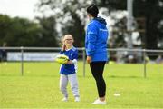 12 August 2021; Addison Cole, age 11, with coach Aoife Dunne during the Bank of Ireland Leinster Rugby Summer Inclusion Camp at Newbridge RFC in Newbridge, Kildare. Photo by Matt Browne/Sportsfile