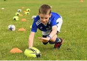 12 August 2021; Sean Keightley, age 10, scores a try during the Bank of Ireland Leinster Rugby Summer Inclusion Camp at Newbridge RFC in Newbridge, Kildare. Photo by Matt Browne/Sportsfile