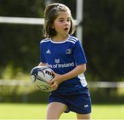 12 August 2021; Lily Richardson, age 7, in action during the Bank of Ireland Leinster Rugby Summer Camp at Newbridge RFC in Newbridge, Kildare. Photo by Matt Browne/Sportsfile