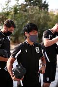 12 August 2021; Shinji Kagawa of PAOK arrives at the stadium prior to the UEFA Europa Conference League Third Qualifying Round Second Leg match between PAOK and Bohemians at Toumba Stadium in Thessaloniki, Greece. Photo by Argiris Makris /Sportsfile