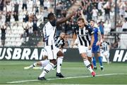 12 August 2021; Stefan Schwab of PAOK celebrates after scoring his side's first goal during the UEFA Europa Conference League Third Qualifying Round Second Leg match between PAOK and Bohemians at Toumba Stadium in Thessaloniki, Greece. Photo by Argiris Makris /Sportsfile