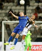 12 August 2021; Georgie Kelly of Bohemians in action against Adelino Andre Vieira De Freitas of PAOK during the UEFA Europa Conference League Third Qualifying Round Second Leg match between PAOK and Bohemians at Toumba Stadium in Thessaloniki, Greece. Photo by Argiris Makris /Sportsfile