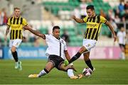 12 August 2021; Sonni Nattestad of Dundalk in action against Oussama Darfalou of Vitesse during the UEFA Europa Conference League third qualifying round second leg match between Dundalk and Vitesse at Tallaght Stadium in Dublin. Photo by Seb Daly/Sportsfile