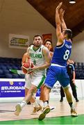 12 August 2021; Kyle Hosford of Ireland in action against Giacomo Pasolini of San Marino during the FIBA Men’s European Championship for Small Countries day three match between Ireland and San Marino at National Basketball Arena in Tallaght, Dublin. Photo by Eóin Noonan/Sportsfile